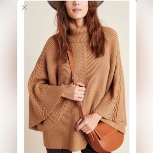 Anthropologie Camel Cowl Neck Sweater